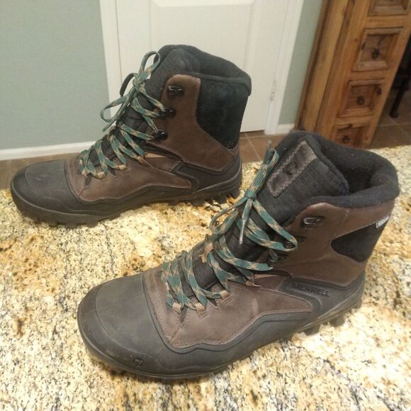 Merrell Fraxion Shell 8 Insulated Waterproof Winter Boots Brown Men's 11.5 EUC - Picture 4 of 12